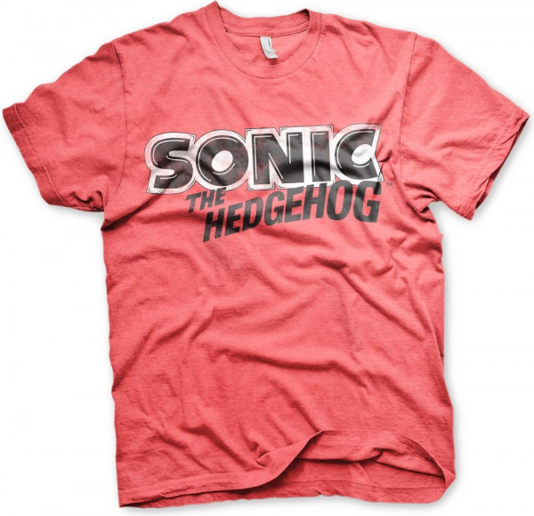 Sonic The Hedgehog Classic Logo Tee T-Shirt Red-Heather