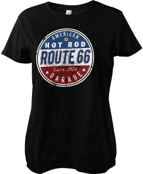 Route 66 - Hot Rod Garage Girly Tee Damen T-Shirt Black