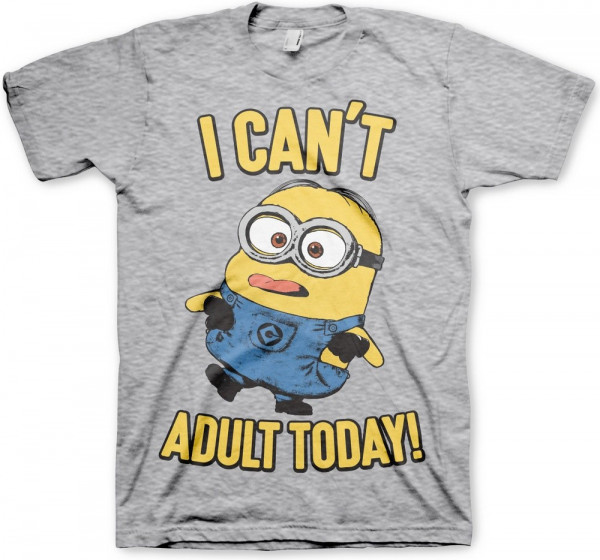 Minions I Can't Adult Today T-Shirt Heather-Grey