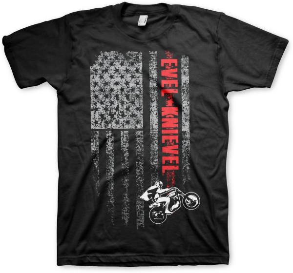 Evel Knievel Flag T-Shirt Black