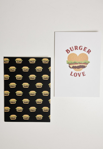 Mister Tee Notizbuch Burger Love Exercise Book 2-Pack White/Multicolor