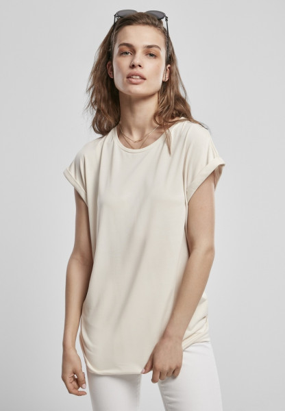 Urban Classics Damen T-Shirt Ladies Modal Extended Shoulder Tee Whitesand