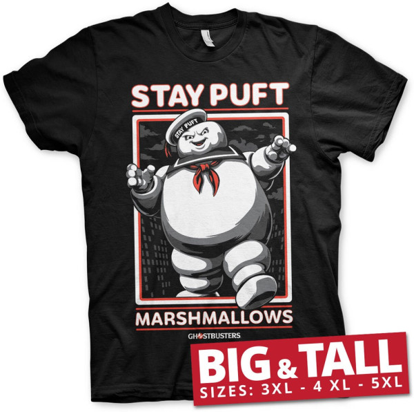 Ghostbusters Stay Puft Marshmallows Big & Tall T-Shirt Black