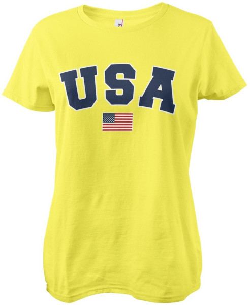 Hybris USA Varsity Girly Tee Damen T-Shirt Yellow