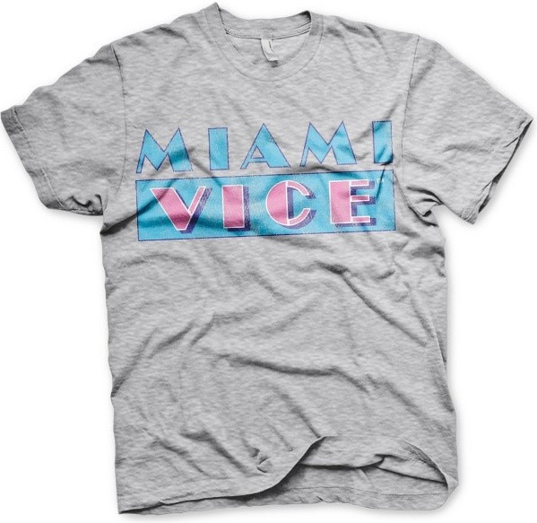 Miami Vice Distressed Logo T-Shirt Heather-Grey