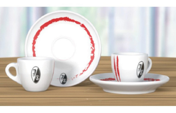 SC Freiburg Espresso Set weiß-rot Fussball Weiß
