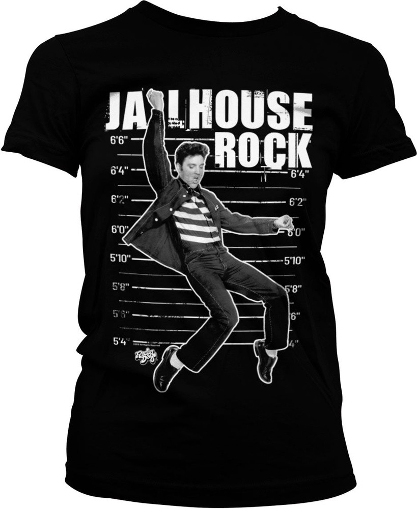Elvis Presley Jailhouse Rock Girly Tee Damen T-Shirt Schwarz - Damen