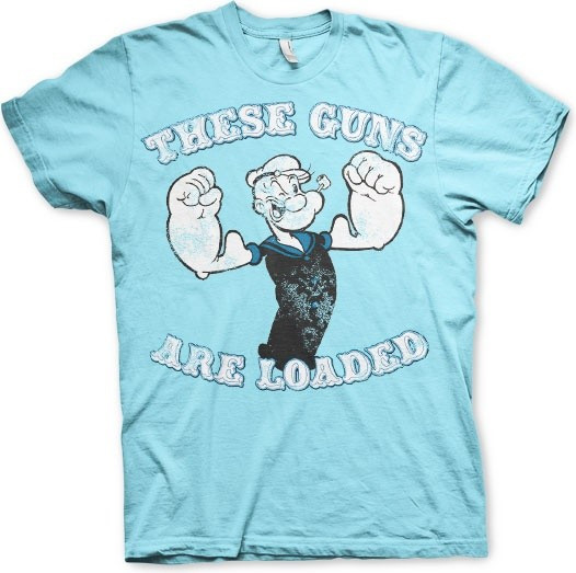 Popeye These Guns Are Loaded T-Shirt Skyblue
