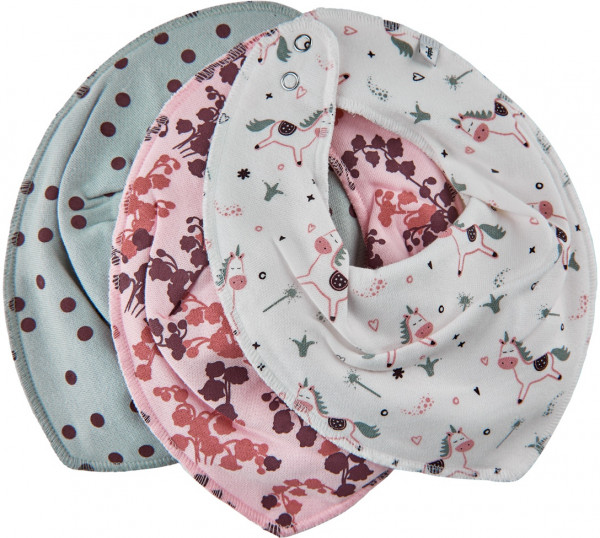 Pippi Baybwear Kinder Halstuche Schal Bandana Bib Girl -Aop (3-Pack) Rose