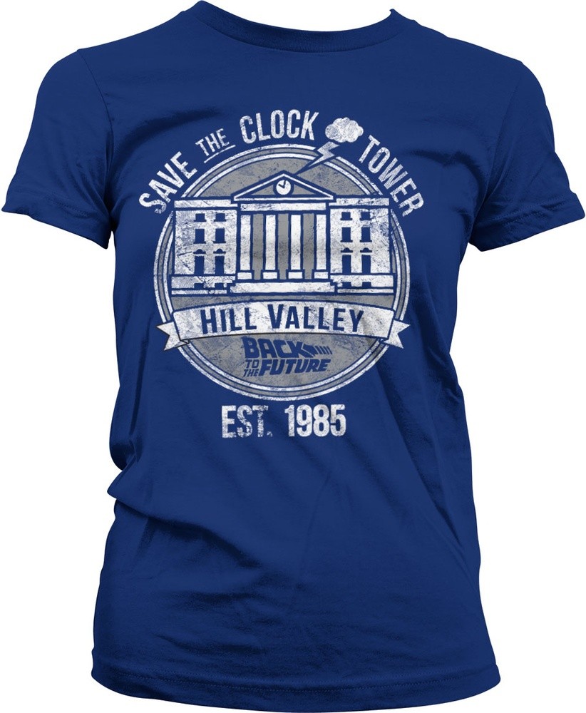 Back to the Future Save The Clock Tower Girly Tee Damen T-Shirt Blau - Damen