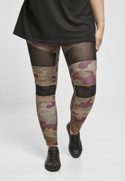 Urban Classics Women Leggings Ladies Camo Tech Mesh Leggings Redwood Camouflage