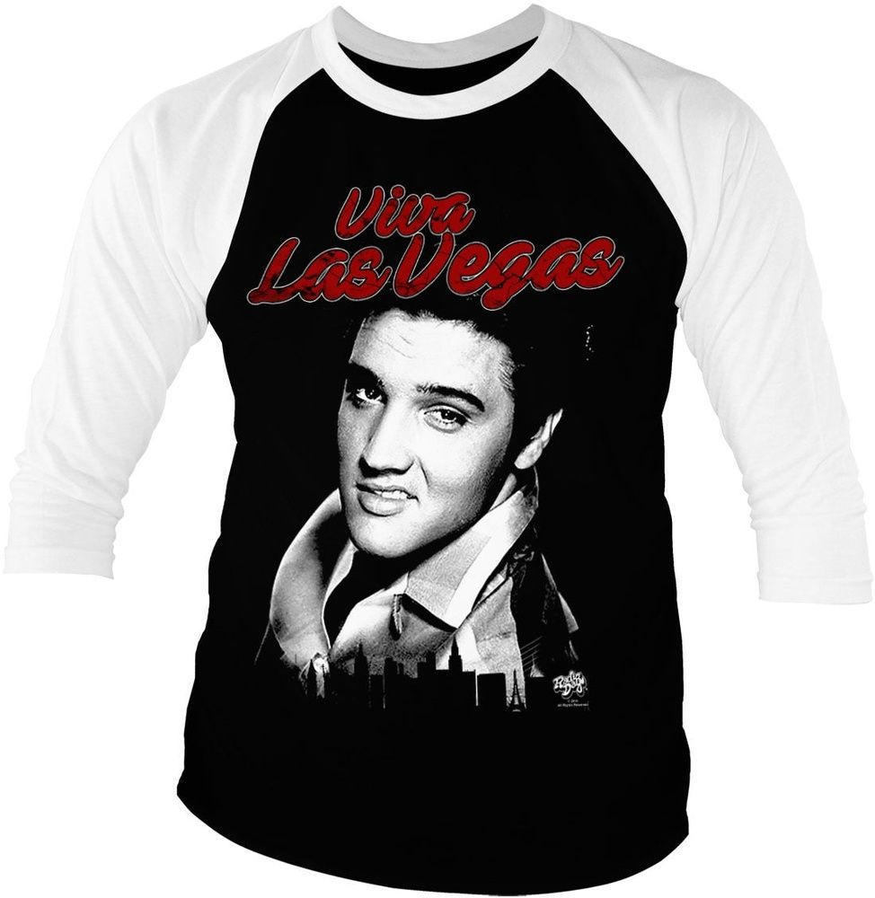 Elvis Presley Viva Las Vegas Baseball 3/4 Sleeve Tee RD-19-ELV003-H17-14 - Herren / Unisex