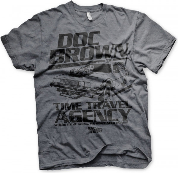 Back to the Future Doc Brown Time Travel Agency T-Shirt Dark-Heather