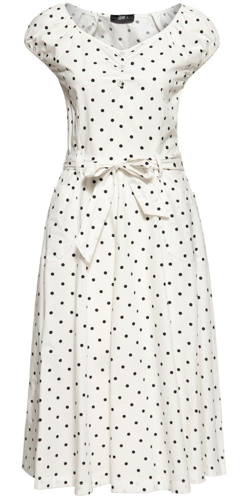 Queen Kerosin Damen Swing Kleid Weiß - Damen