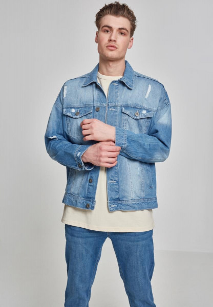 Urban Classics Light Jacket Ripped Denim Jacket Bleached