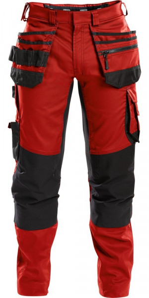 Dassy Arbeitshose mit Stretch, Holstertaschen und Kniepolstertaschen FLUX PESCO41 Rot/Schwarz