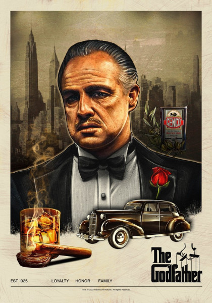 The Godfather Vintage Poster Multicolor