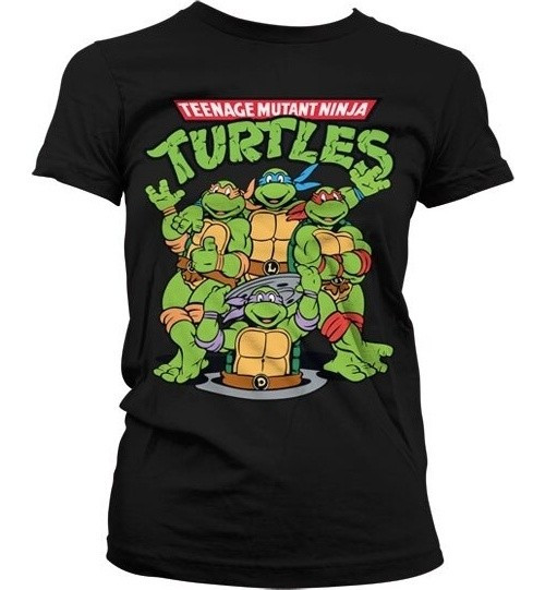Teenage Mutant Ninja Turtles TMNT Group Girly T-Shirt Damen Black
