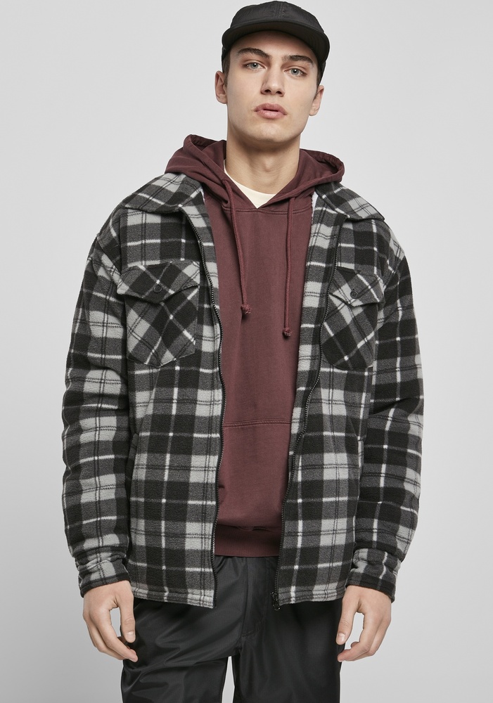 Urban Classics Jacke Plaid Teddy Lined Shirt Jacke Schwarz/Weiß - Herren / Unisex