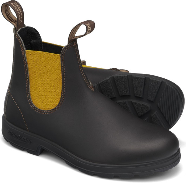 Blundstone Stiefel Boots #1919 Brown Leather with Mustard Elastic (500 Series)