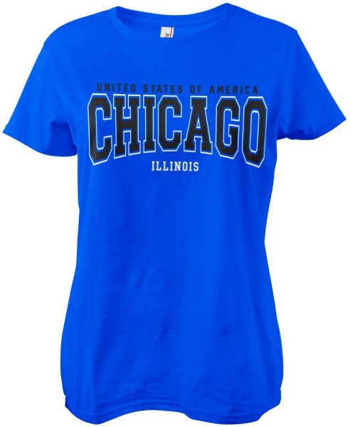 Hybris Chicago Illinois Girly Tee Damen T-Shirt Blue