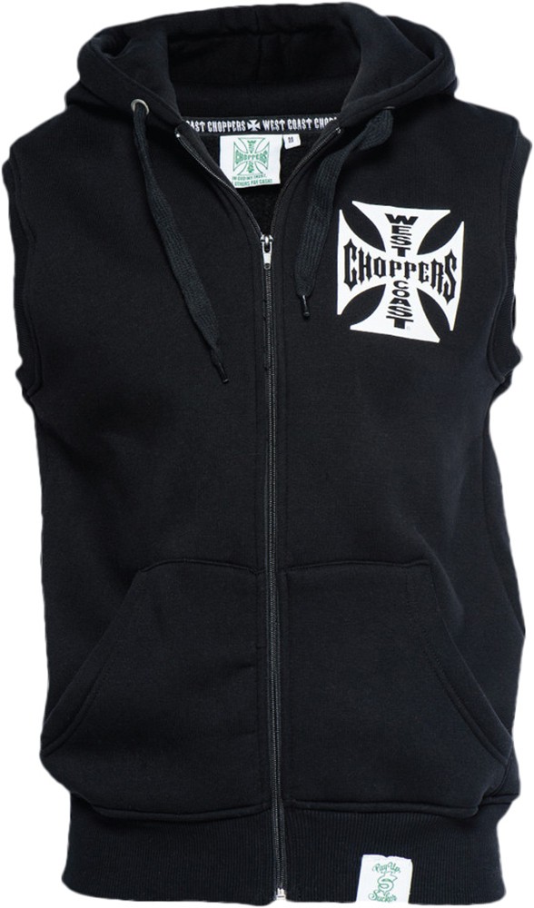 WCC West Coast Choppers Hoodie Sleeveless Iron Cross Schwarz - Herren / Unisex