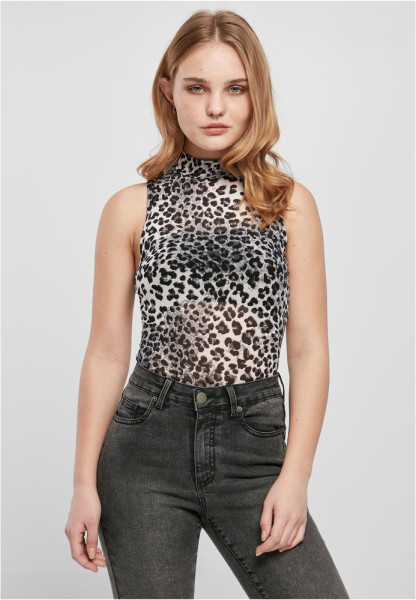Urban Classics Damen Shirt Ladies Sleevless Mesh Body Snowleo
