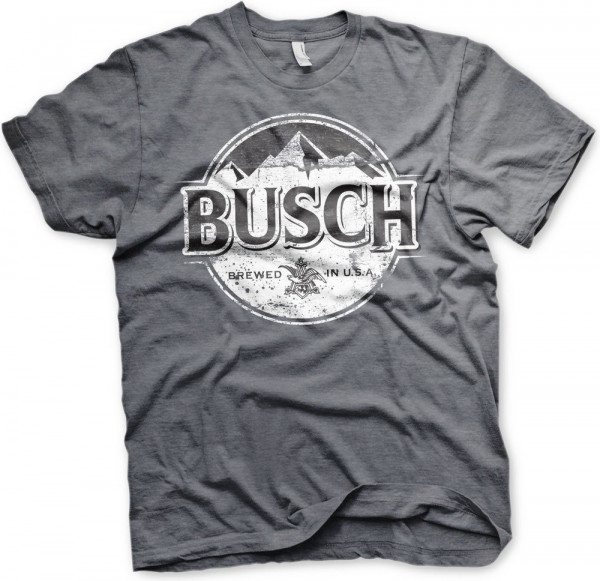 Busch Beer BW Washed Logo T-Shirt Dark-Heather