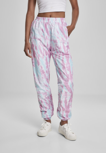 Urban Classics Women Trousers Ladies Tie Dye Track Pants Aqua Blue/Pink