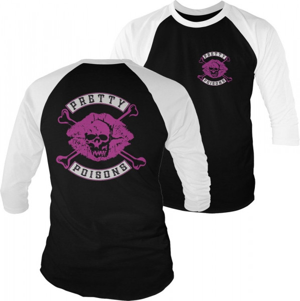 Riverdale Pretty Poisons Baseball 3/4 Sleeve Tee T-Shirt White-Black