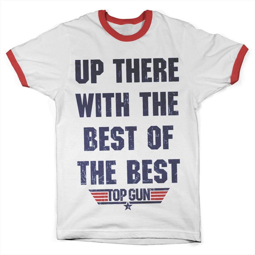 Top Gun Up There With The Best Of The Best Ringer Tee T-Shirt Weiß-Rot - Herren / Unisex