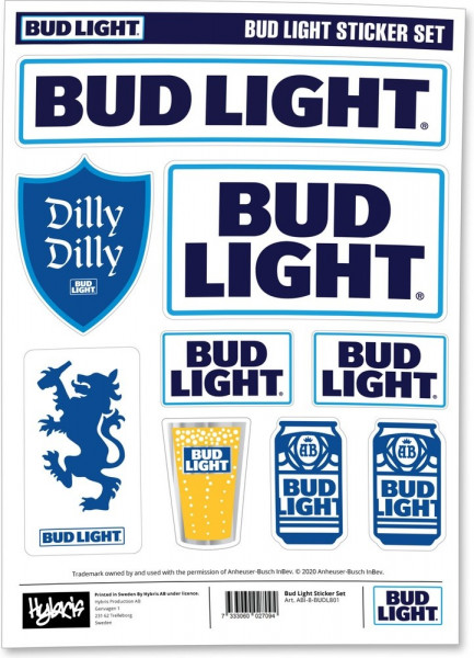 Budweiser Bud Light Sticker Set Aufkleber Blue