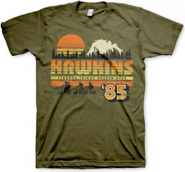 Stranger Things Hawkins '85 Vintage T-Shirt Olive
