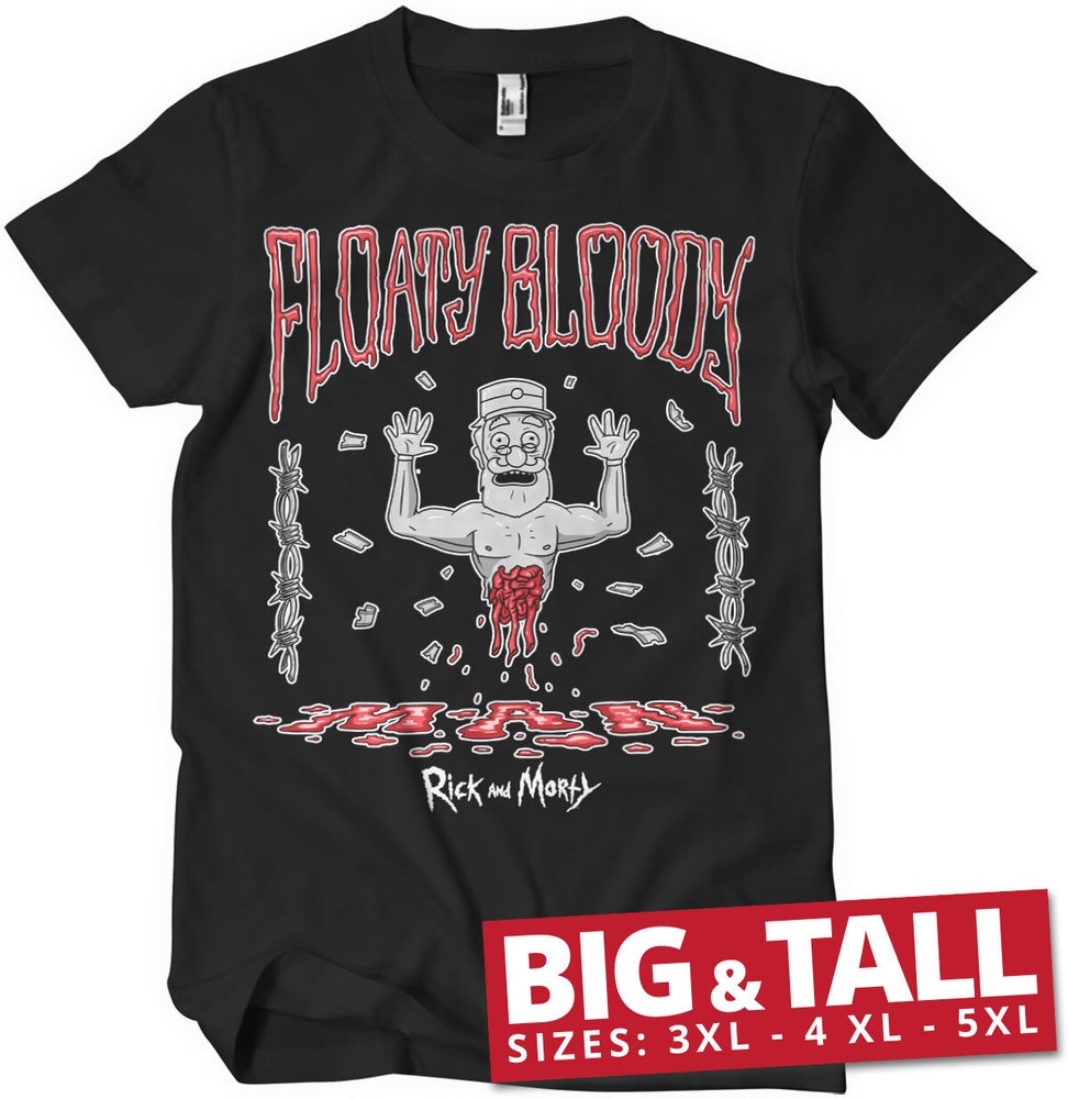 Rick And Morty Floaty Bloody Man Big & Tall T-Shirt Schwarz - Herren / Unisex