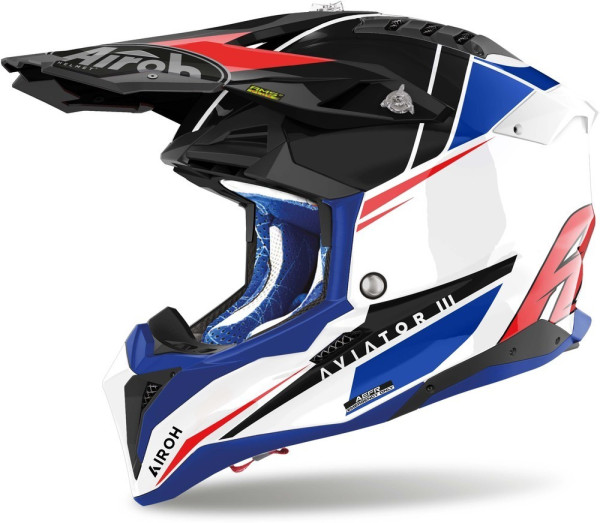 Airoh Motorrad Crosshelm Aviator 3 Push Blue/Red