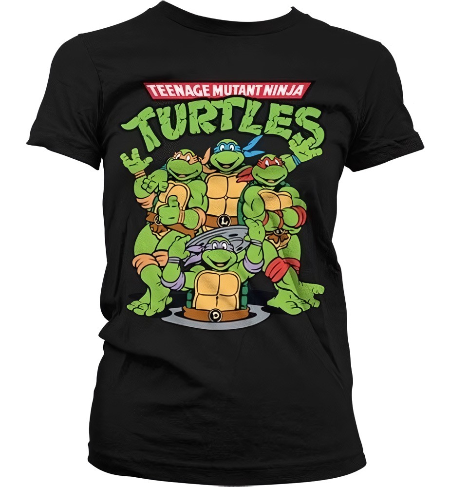 Teenage Mutant Ninja Turtles TMNT Group Girly T-Shirt Damen Schwarz - Damen