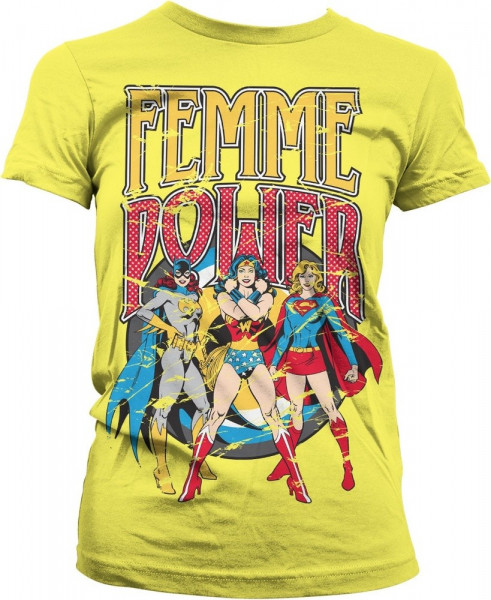 DC Comics Femme Power Girly Tee Damen T-Shirt Yellow