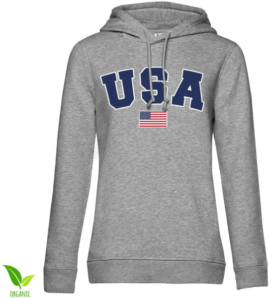 Hybris USA Varsity Girls Hoodie Damen Heather-Grey