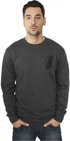 Urban Classics Sweatshirt Contrast Pocket Crewneck Charcoal/Leather