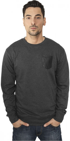 Urban Classics Sweatshirt Contrast Pocket Crewneck Charcoal/Leather