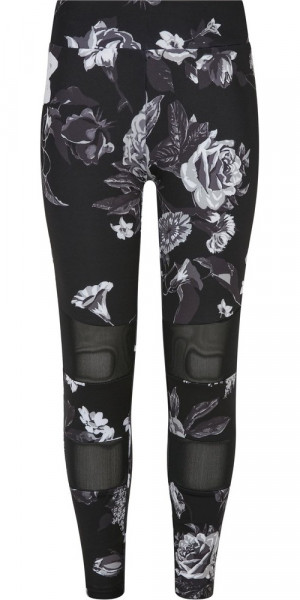 Urban Classics Mädchen Girls Tech Mesh AOP Leggings Dark Flower Aop