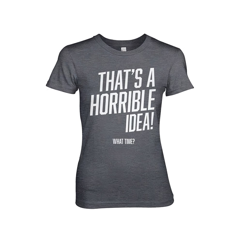 Hybris That's A Horrible Idea, What Time? Girly Tee Damen T-Shirt Dark-Heather - Damen