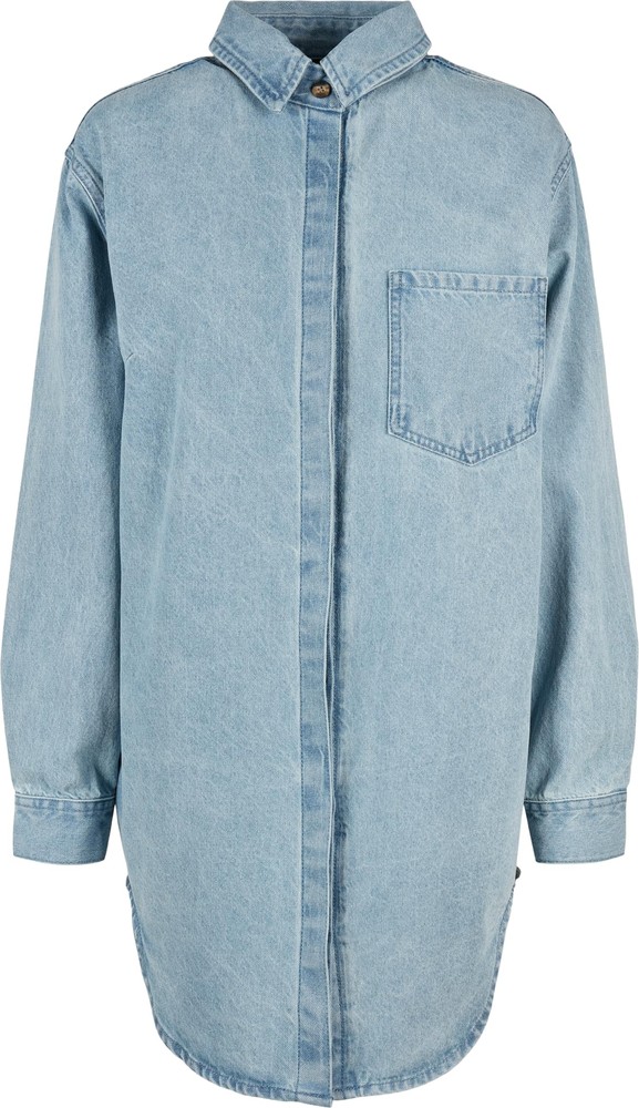 Urban Classics Damen Ladies Oversized Denim Shirt Dress Tintedlightbluewashed - Damen