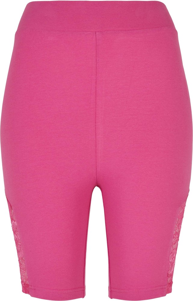 Urban Classics Damen Ladies High Waist Lace Inset Cycle Shorts Brightviolet - Damen