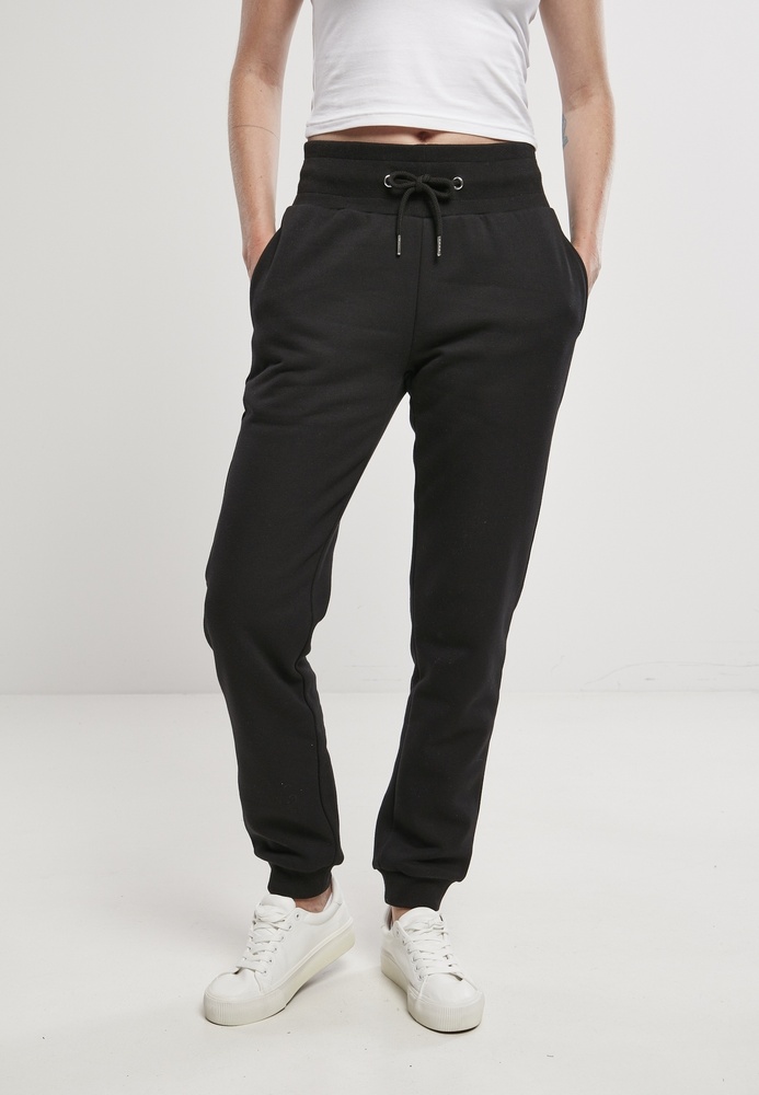 Urban Classics Damen Trainingshose Ladies Organic High Waist Sweat Pants Schwarz - Damen