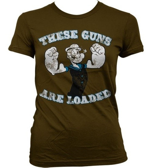 Popeye These Guns Are Loaded Girly T-Shirt Damen Brown