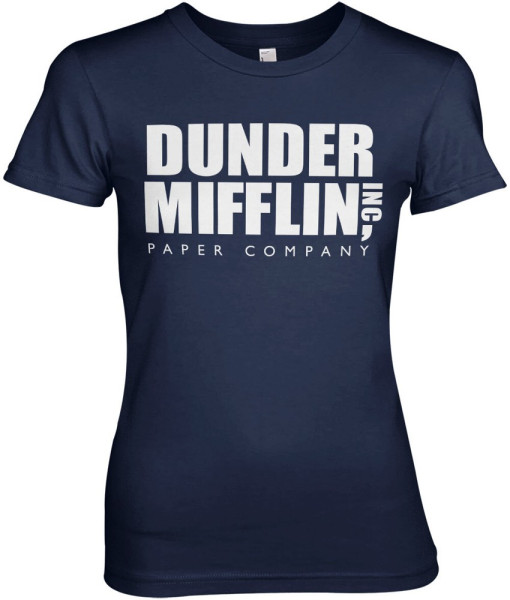 The Office Dunder Mifflin Inc. Logo Girly Tee Damen T-Shirt Navy