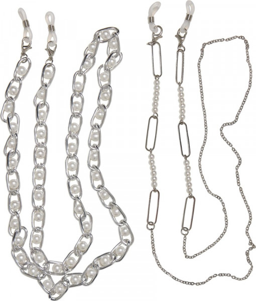 Urban Classics Multifunctional Chain With Pearls 2-Pack Silver