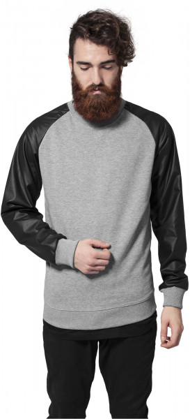 Urban Classics Sweatshirt Raglan Leather Imitation Crew Black
