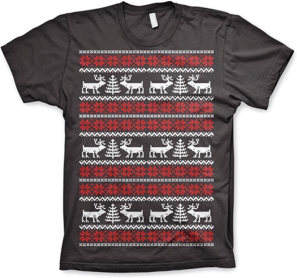 Hybris Christmas Knit Pattern Weiß/Rot T-Shirt Dark-Grau - Herren / Unisex